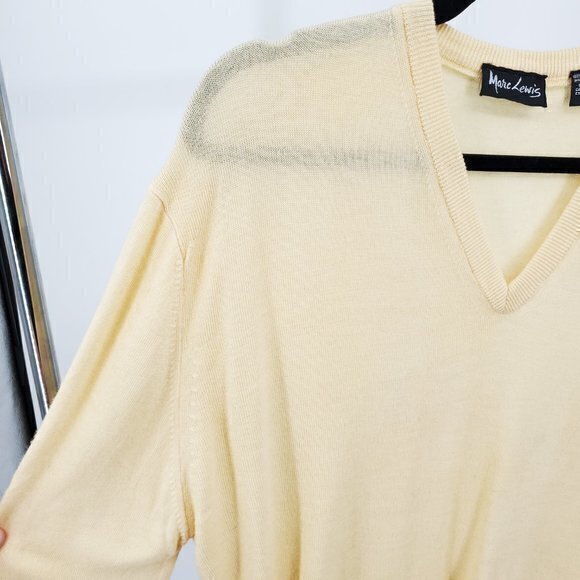 Men's Marc Lewis 100% Merino Wool V-Neck Sweater L Yellow - Picture 11 of 16